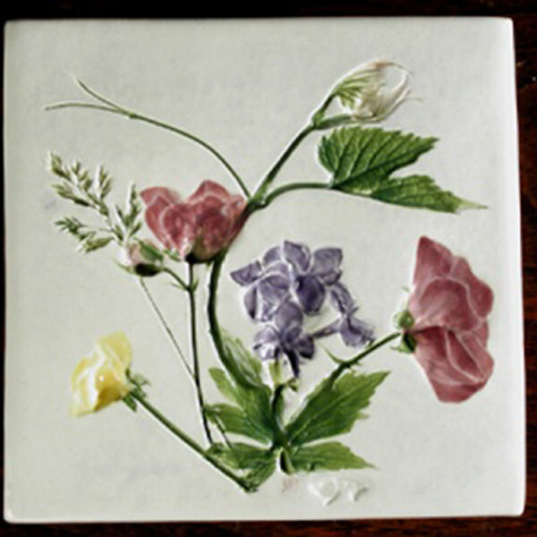 Trivet or Tile 4.25&quot; Grape Lilac Wild Geranium Buttercup
