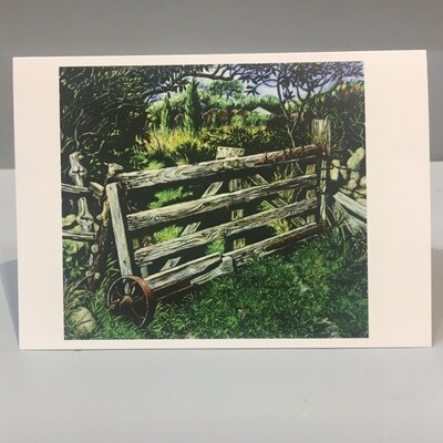 Note Card by JP, Gate With Wheel, 5 x 7