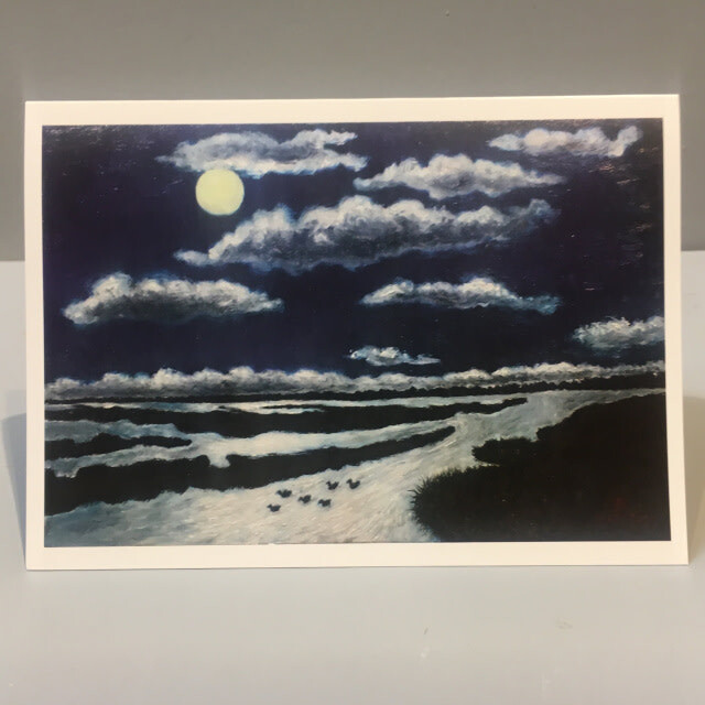 Note Card by JP, Moon Marsh Swimming Ducks, 5 x 7