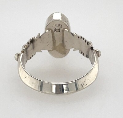 SILVER TURQUOISE RING NAVAJO-ANDREW VANDEVER - SIZE 9