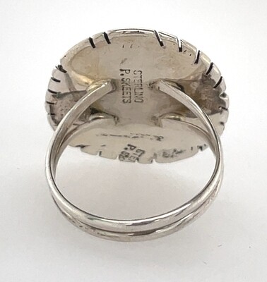 SILVER TURQUOISE RING NAVAJO - PEGGY SKEETS - SIZE 7.5