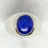 SILVER OVAL LAPIS RING, Size: 9