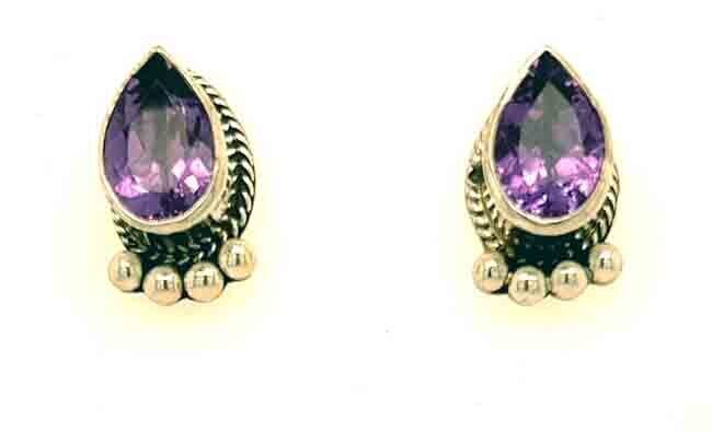 SILVER AMETHYST EARRINGS NAVAJO - SHERYL MARTINEZ