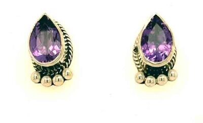 SILVER AMETHYST EARRINGS NAVAJO - SHERYL MARTINEZ SILVER AMETHYST EARRINGS NAVAJO - SHERYL MARTINEZ