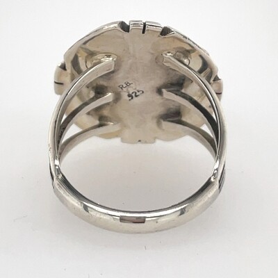 SILVER TURQUOISE RING NAVAJO-SAMUEL YELLOWHAIR - SIZE 8.5