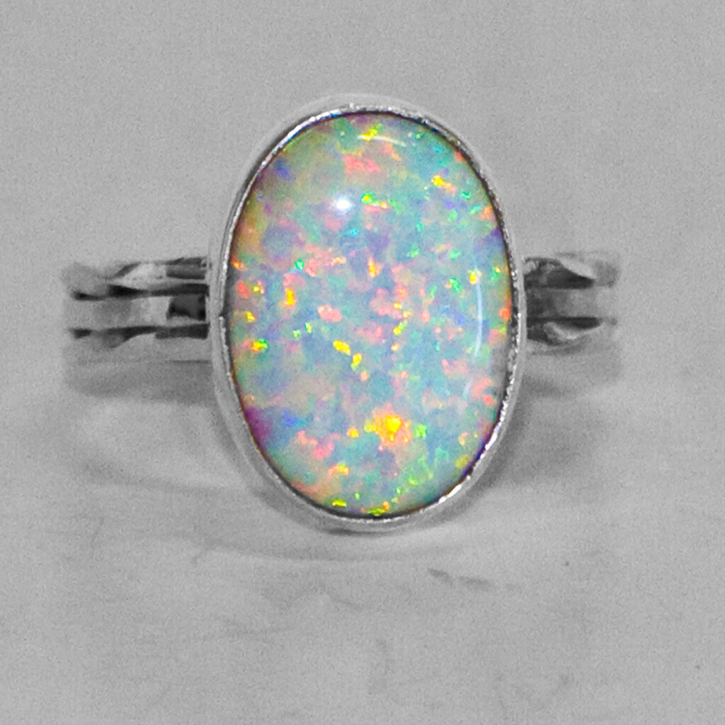 SILVER OPAL RING NAVAJO-RB, Size: 5.5