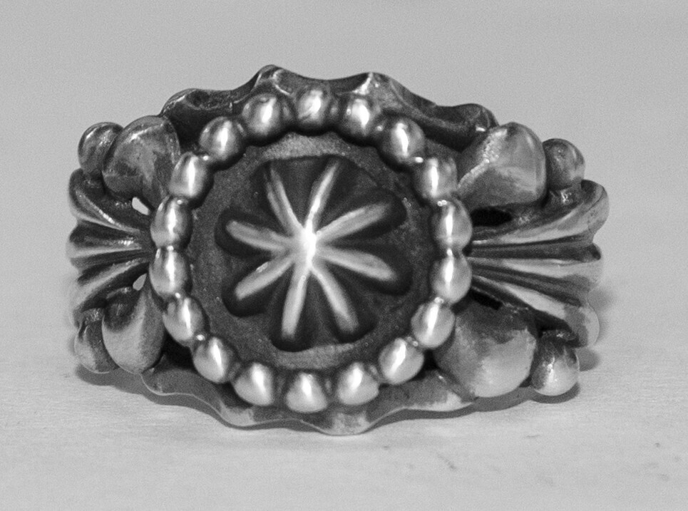 SILVER STAR RING NAVAJO-GRACE KENNETH - SIZE 9.5