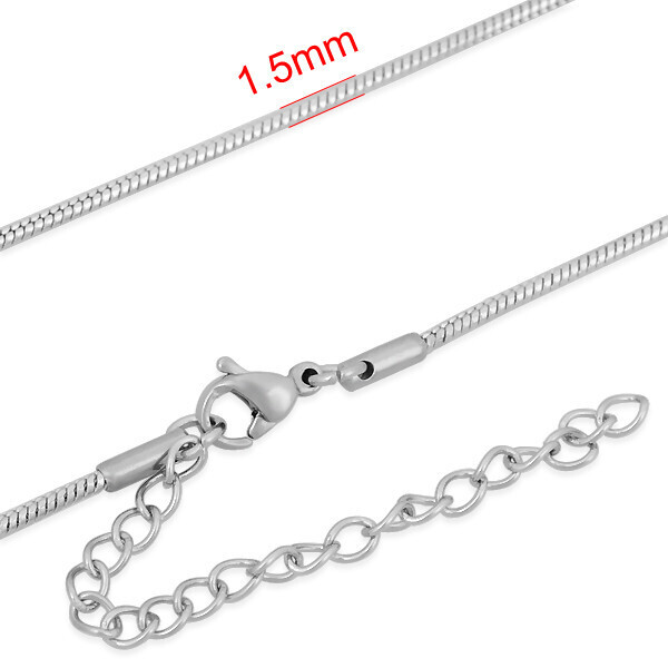 STAINLESS 1.5MM SNAKE CHAIN FJXS, Size: 16&quot;