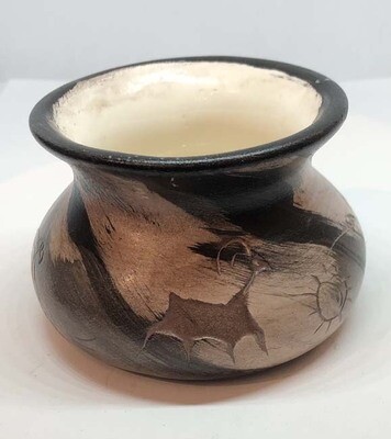 &quot;SM SHAMAN GATHERING&quot; Petroglyph Pottery 2.5&quot; x 3.5&quot;