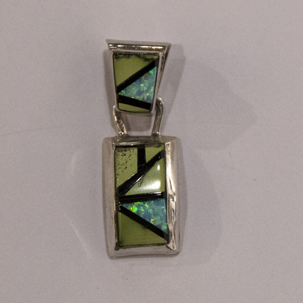 SILVER INLAY LINK PENDANT NAVAJO-PF
