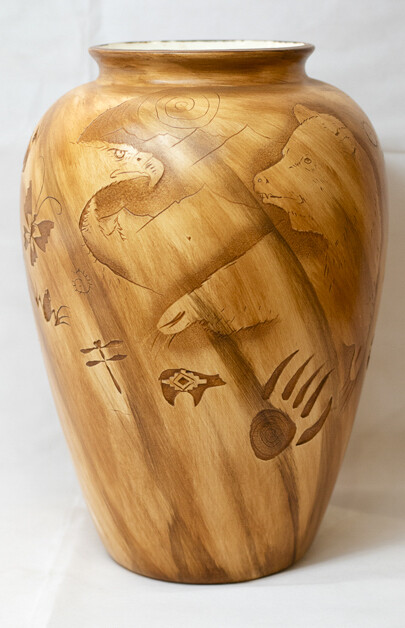 &quot;SACRED VASE&quot; Petroglyph Pottery 16.5x12