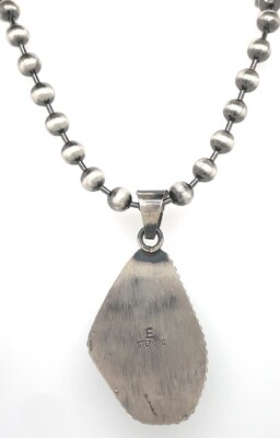 SILVER TURQUOISE PENDANT NAVAJO-ELI SKEETS
