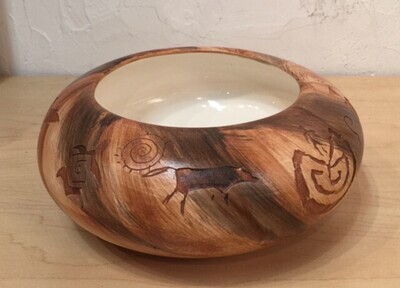 &quot;KOKOPELLI MEDICINE&quot; Petroglyph Pottery 8x3