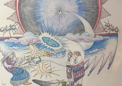 &quot;STAR CHART&quot; colored pencil &amp; ink