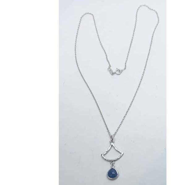 SILVER TANZANITE TEARDROP NECKLACE