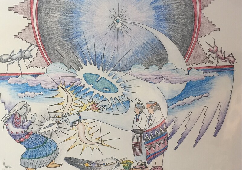 &quot;STAR CHART&quot; colored pencil &amp; ink