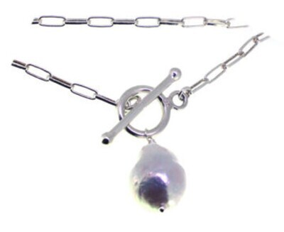 SILVER BAROQUE PEARL NECKLACE