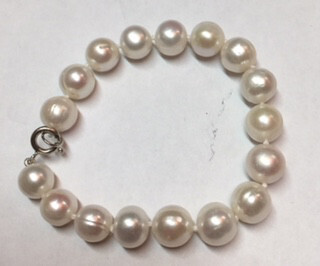 SILVER 10MM PEARL BRACELET