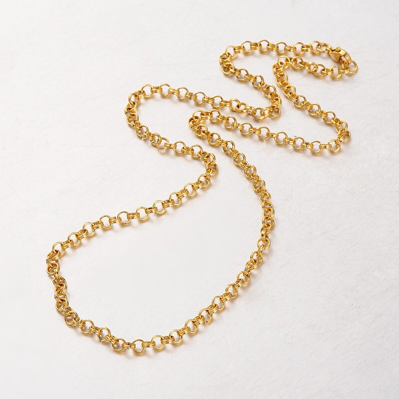 GOLD STAINLESS 4MM ROLO CHAIN FJN43