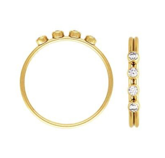 GOLD FILLED 2MM 4CZ RING