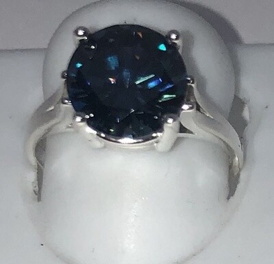 SILVER 10MM SAPPHIRE CZ RING KWH05