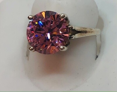 SILVER 10MM PINK CZ RING KWH010