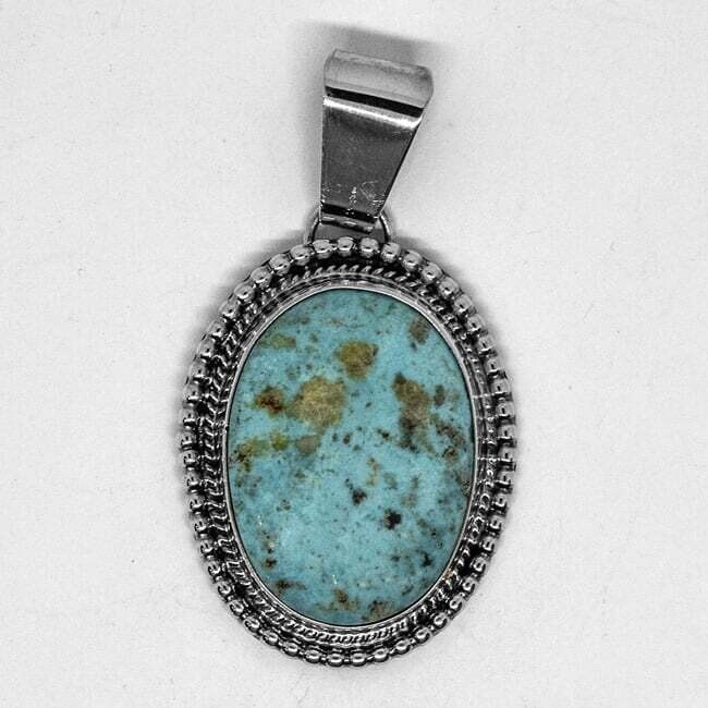 SILVER TURQUOISE PENDANT NAVAJO-JAN MARIANO