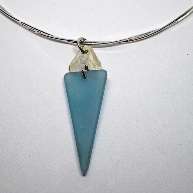 SILVER SEA GLASS PENDANT