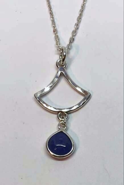 SILVER TANZANITE TEARDROP NECKLACE