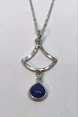 SILVER TANZANITE TEARDROP NECKLACE