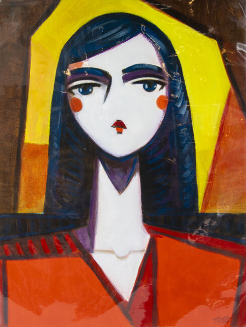 MODEL WITH RED DRESS 22&quot;x17&quot;