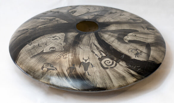 &quot;LG FLAT SEED POT&quot; Petroglyph Pottery 2.5x16