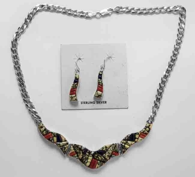 SILVER INLAY SET NAVAJO - CECIL ASHLEY