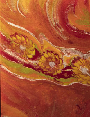 METALLIC DAISIES 12&quot; x 9&quot;