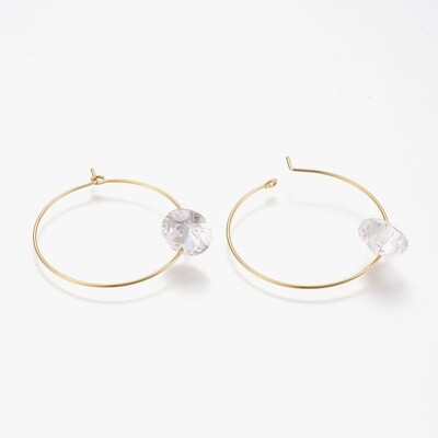 GOLD STAINLESS CZ HOOP EARRINGS FJER