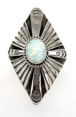 SILVER OPAL RING NAVAJO - HENRY ATTAKAI