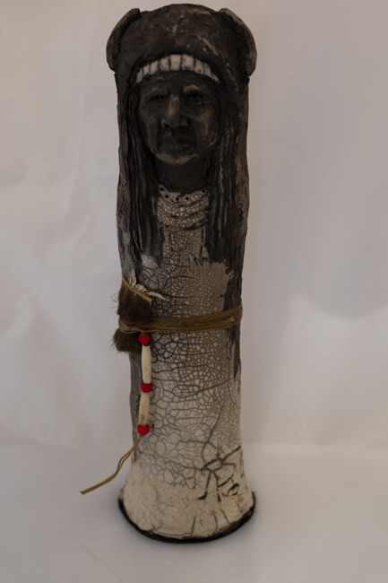 &quot;BUFFALO MEDICINE MAN&quot; 12.5x3 Clay Sculpture