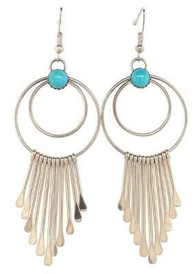 SILVER TURQUOISE EARRINGS ZUNI-PAULA ARMSTRONG