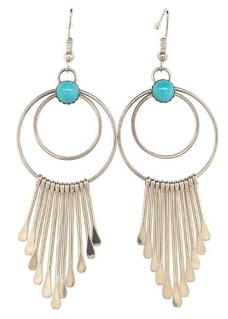 SILVER TURQUOISE EARRINGS ZUNI-PAULA ARMSTRONG