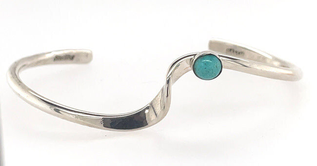 SILVER TURQUOISE CUFF BRACELET NAVAJO-YOLAND SKEETS