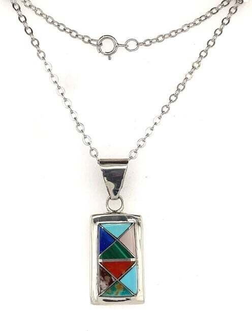 SILVER INLAY PENDANT ZUNI - SEOUTEWA