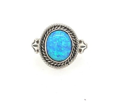 SILVER OPAL RING NAVAJO-THOMAS YAZZIE - SIZE 7