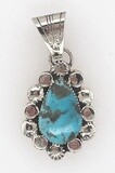 SILVER TURQUOISE PENDANT NAVAJO - MIKE SMITH