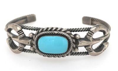 SILVER TURQUOISE CUFF BRACELET NAVAJO-DANIEL BENALLY