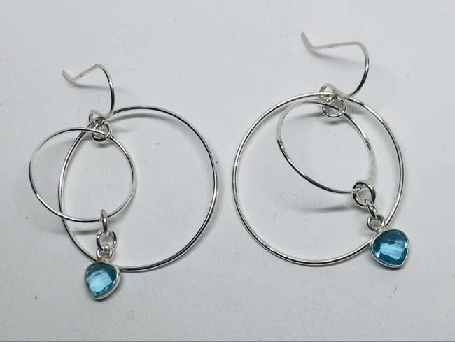 SILVER BLUE TOPAZ EARRINGS ASE020
