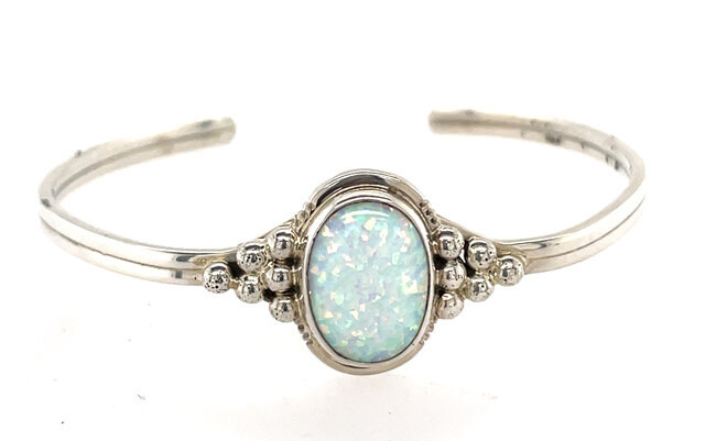 SILVER OPAL CUFF BRACELET NAVAJO-DANNY KENNETH
