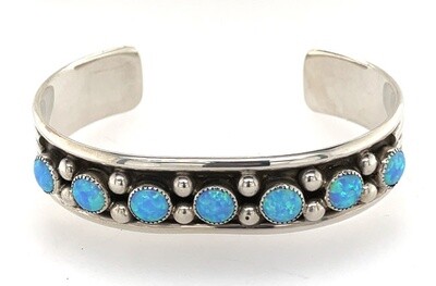 SILVER OPAL CUFF BRACELET NAVAJO-PAUL LARGO