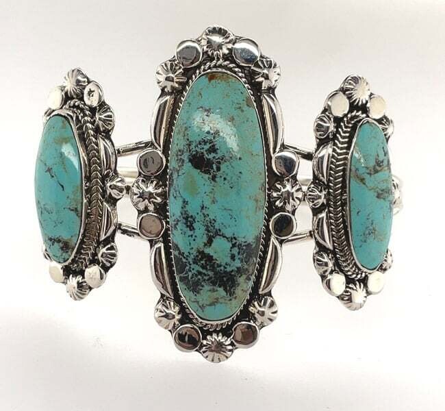 SILVER TURQUOISE CUFF BRACELET NAVAJO-RB