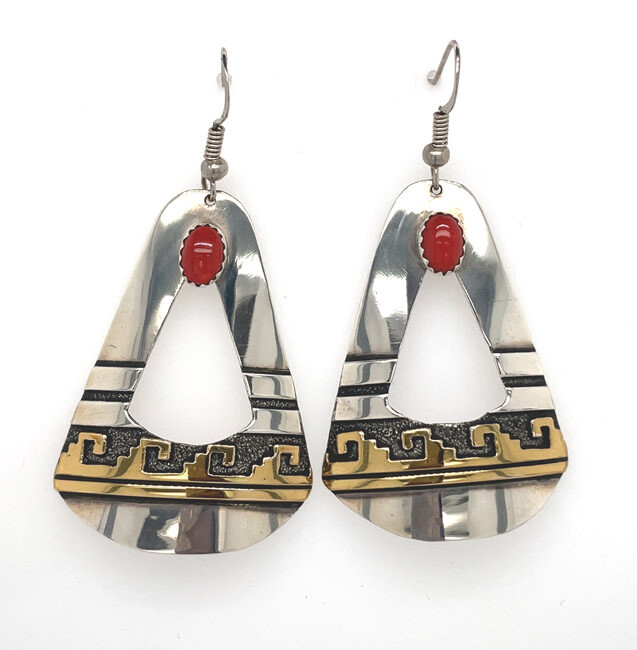 SILVER &amp; GOLD-FILLED EARRINGS NAVAJO - T&amp;R SINGER