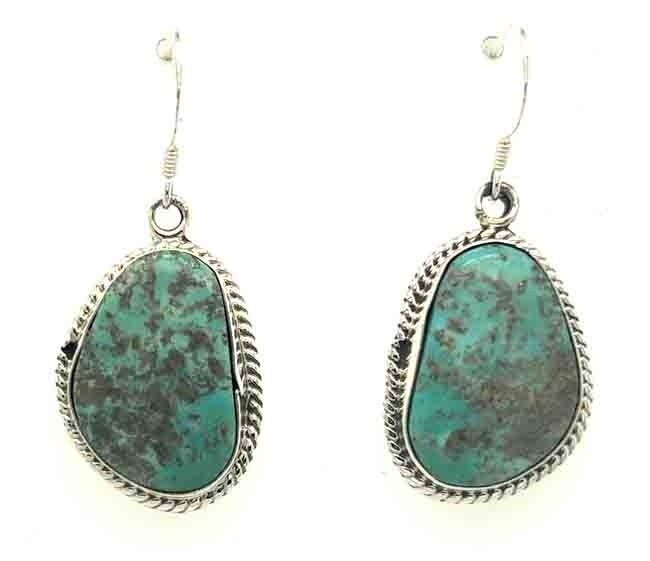 SILVER TURQUOISE EARRINGS NAVAJO-LEE SHORTY